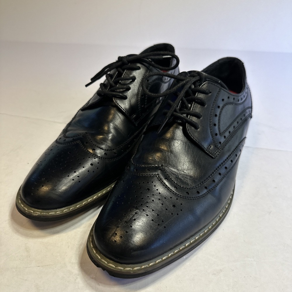 Mofri Mens Black Wingtip Oxford Dress Shoes Brogue Lace Up DFBBILL18 Size 9